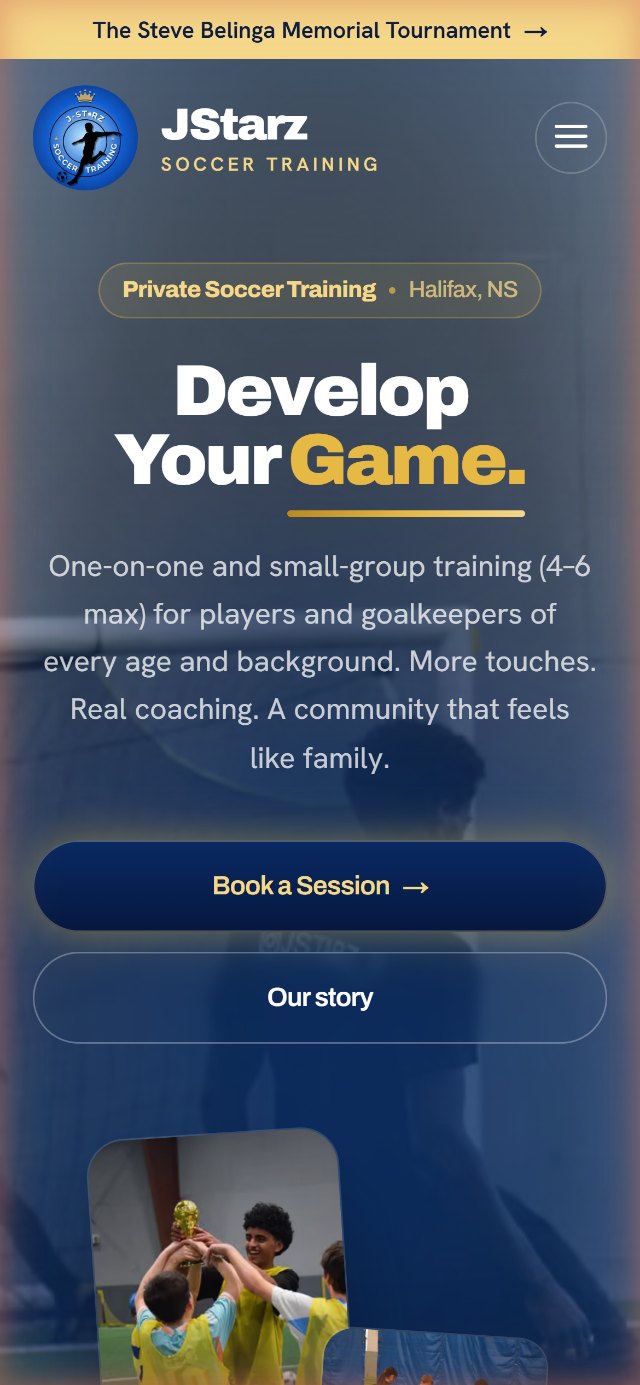 The same jStarz site shown on a phone